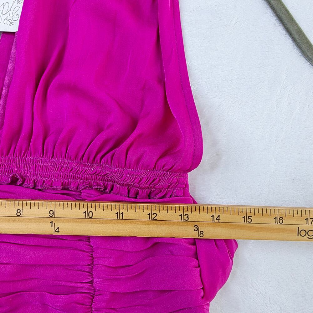 New Free People Crop Top Medium Satin Purple Ruched Tie Back Boho Y2K Festival - Picture 16 of 16